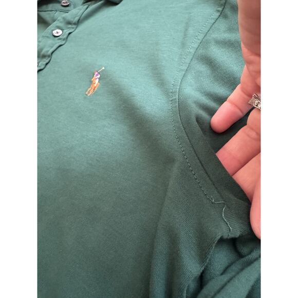 Polo Ralph Lauren Men’s M Long Sleeve Pima Soft Touch Polo Shirt Green - Picture 5 of 11